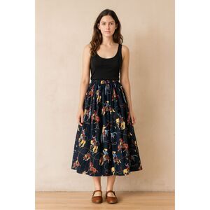 Vintage BROOM SKIRTS Black Horse Full Maxi Skirt  Women's Size 32